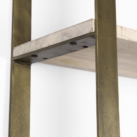 Mercana Taunton 80L x 10.5W x 90H Light Brown Wood W/ Gold Metal Frame 6 Tier Shelving Unit