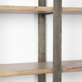 Mercana Taunton 80L x 10.5W x 90H Medium Brown Wood W/ Antique Nickel Metal Frame 6 Tier Shelving Unit