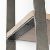 Mercana Taunton 80L x 10.5W x 90H Medium Brown Wood W/ Antique Nickel Metal Frame 6 Tier Shelving Unit