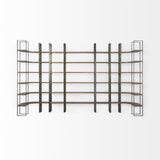 Mercana Taunton 80L x 10.5W x 90H Medium Brown Wood W/ Antique Nickel Metal Frame 6 Tier Shelving Unit