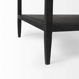Mercana Divina Black-Brown Wood w/ White Marble Top and Black Metal Base 1 Drawer Side Table