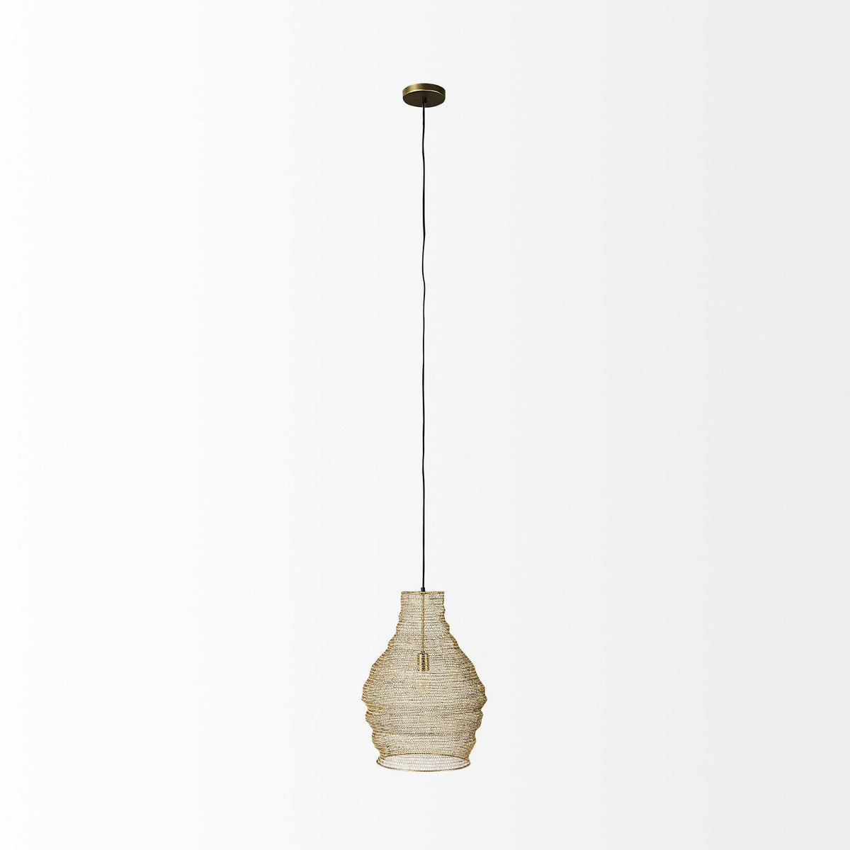 Mercana Halycon 16.0L x 16.0W x 20.0H Gold Mesh and Iron Pendant Light