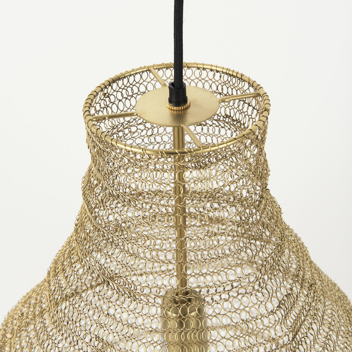 Mercana Halycon 16.0L x 16.0W x 20.0H Gold Mesh and Iron Pendant Light
