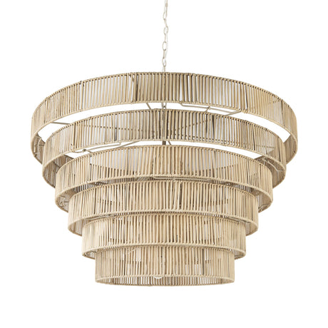 Mercana Marimba 40 L x 40 W x 24 H Natural Cane 6 Tier Chandelier