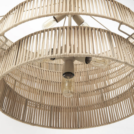 Mercana Marimba 40 L x 40 W x 24 H Natural Cane 6 Tier Chandelier