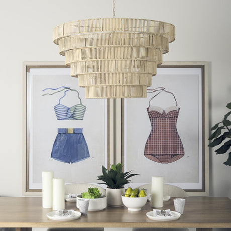 Mercana Marimba 40 L x 40 W x 24 H Natural Cane 6 Tier Chandelier