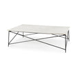 Mercana Lorlei I 53.0 X 35.0 X 15.5 White Marble Top W/ X-Shaped Gray Iron Base Coffee Table