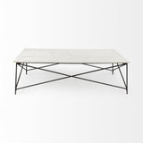 Mercana Lorlei I 53.0 X 35.0 X 15.5 White Marble Top W/ X-Shaped Gray Iron Base Coffee Table