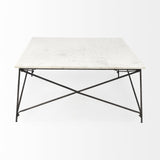Mercana Lorlei I 53.0 X 35.0 X 15.5 White Marble Top W/ X-Shaped Gray Iron Base Coffee Table