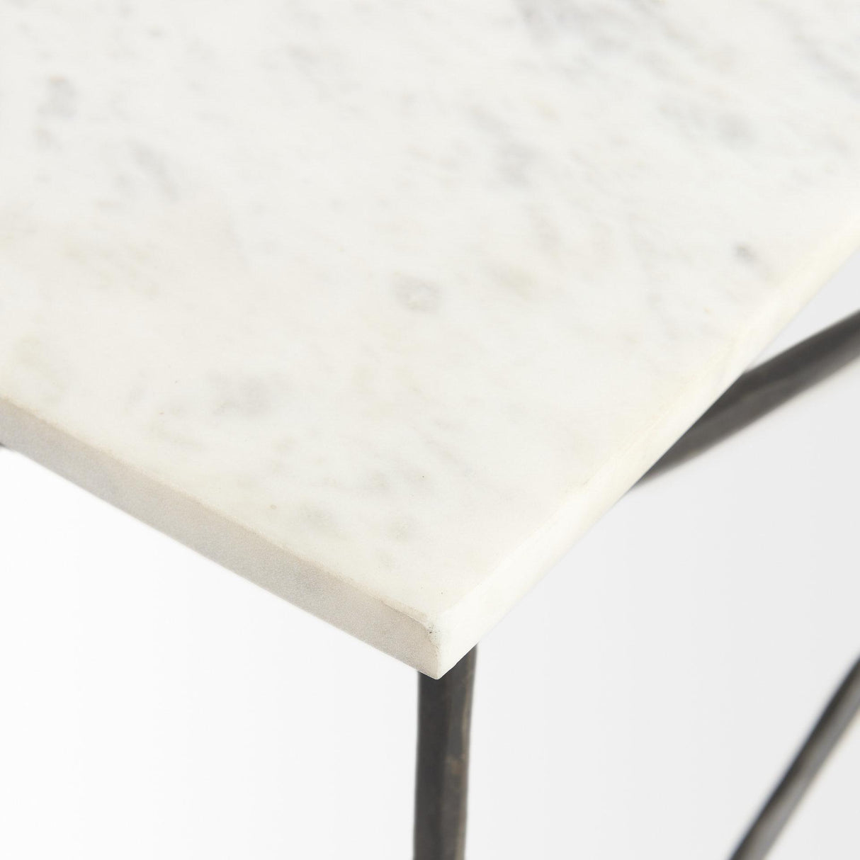 Mercana Lorlei I 53.0 X 35.0 X 15.5 White Marble Top W/ X-Shaped Gray Iron Base Coffee Table