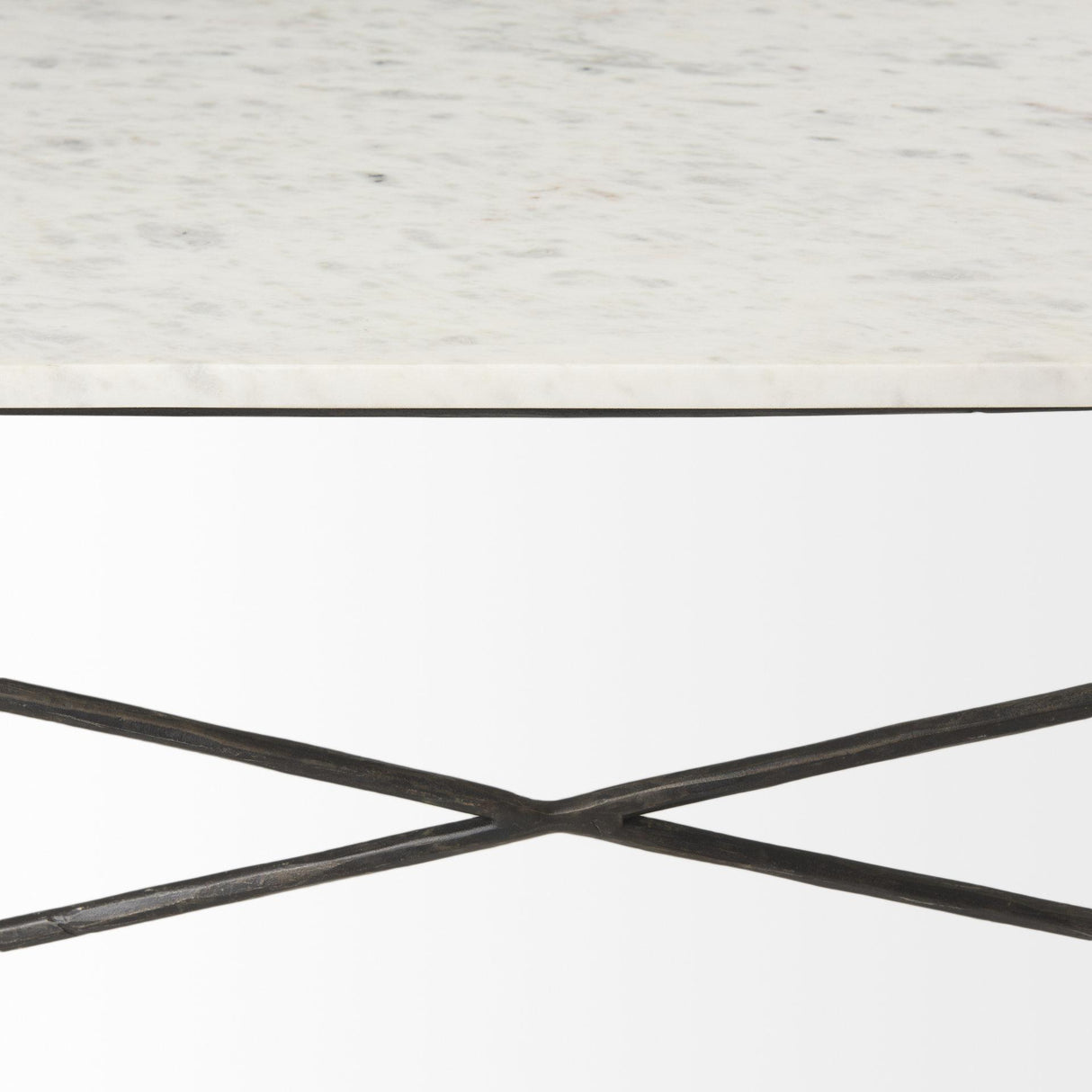 Mercana Lorlei I 53.0 X 35.0 X 15.5 White Marble Top W/ X-Shaped Gray Iron Base Coffee Table