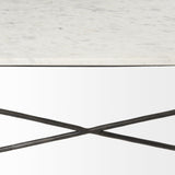 Mercana Lorlei I 53.0 X 35.0 X 15.5 White Marble Top W/ X-Shaped Gray Iron Base Coffee Table
