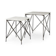 Mercana Lorlei 20.0L x 20.0W x 23.8H White Marble Top W/ Gray Iron Legs End and Side Table