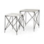 Mercana Lorlei 20.0L x 20.0W x 23.8H White Marble Top W/ Gray Iron Legs End and Side Table