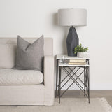 Mercana Lorlei 20.0L x 20.0W x 23.8H White Marble Top W/ Gray Iron Legs End and Side Table