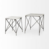 Mercana Lorlei 20.0L x 20.0W x 23.8H White Marble Top W/ Gray Iron Legs End and Side Table