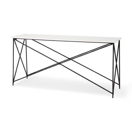Mercana Lorlei Marble Top w/ Gray Iron Base Console Table
