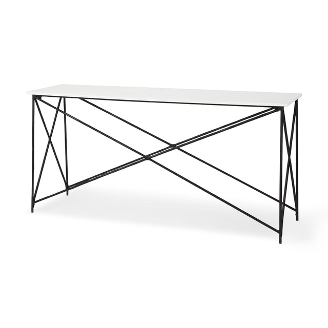 Mercana Lorlei Marble Top w/ Gray Iron Base Console Table