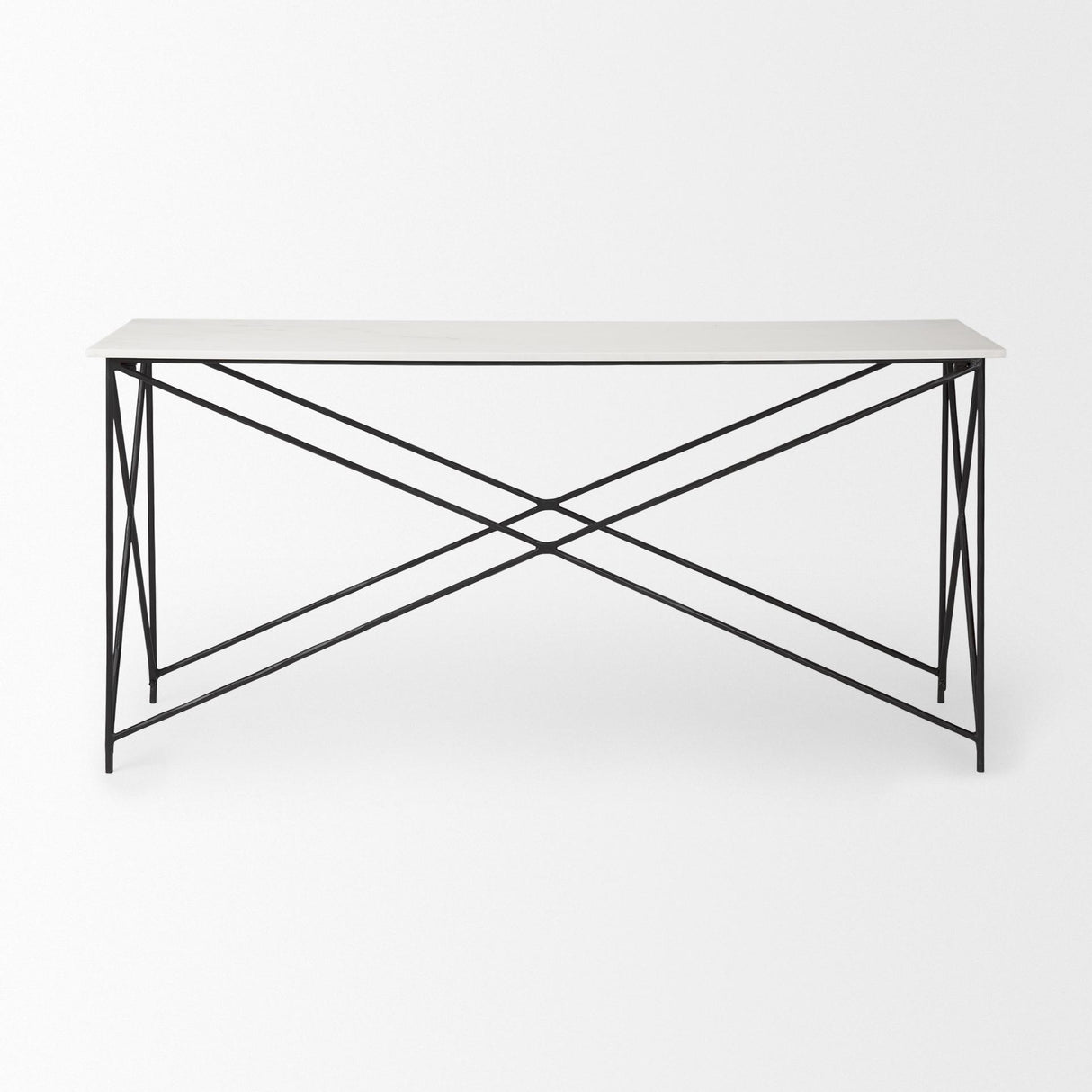 Mercana Lorlei Marble Top w/ Gray Iron Base Console Table