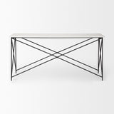 Mercana Lorlei Marble Top w/ Gray Iron Base Console Table