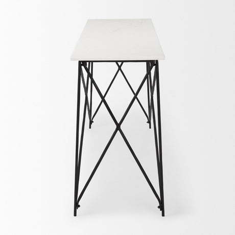 Mercana Lorlei Marble Top w/ Gray Iron Base Console Table