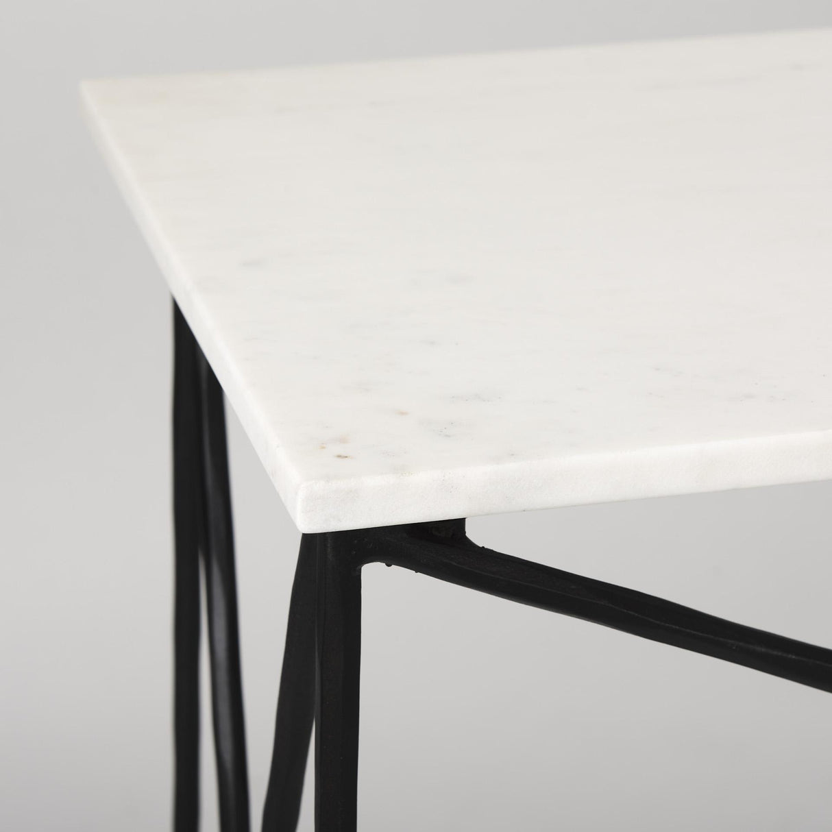 Mercana Lorlei Marble Top w/ Gray Iron Base Console Table