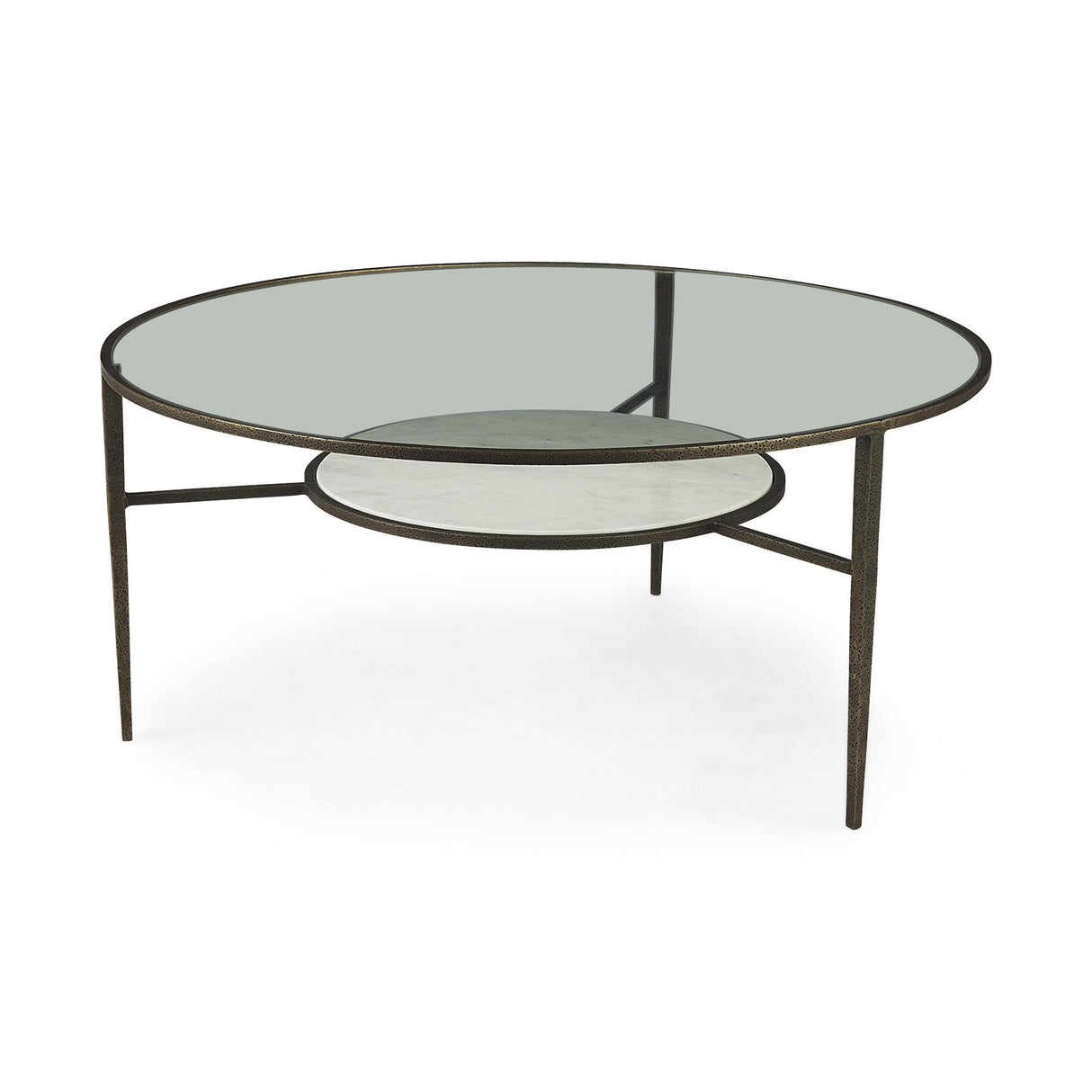 Mercana Felicity 36.0L x 36.0W x 16.0H Marble Top W/Iron Frame Coffee Table