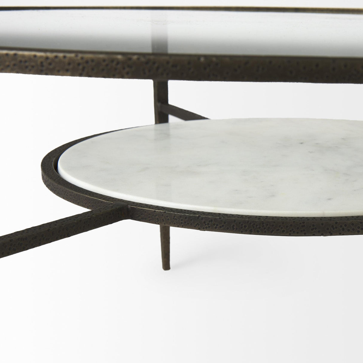 Mercana Felicity 36.0L x 36.0W x 16.0H Marble Top W/Iron Frame Coffee Table
