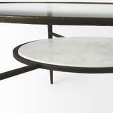 Mercana Felicity 36.0L x 36.0W x 16.0H Marble Top W/Iron Frame Coffee Table