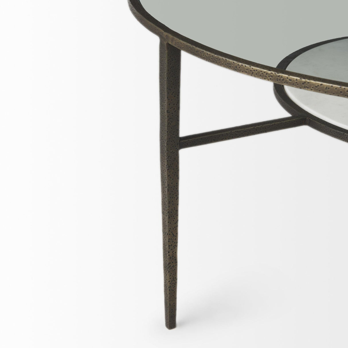 Mercana Felicity 36.0L x 36.0W x 16.0H Marble Top W/Iron Frame Coffee Table