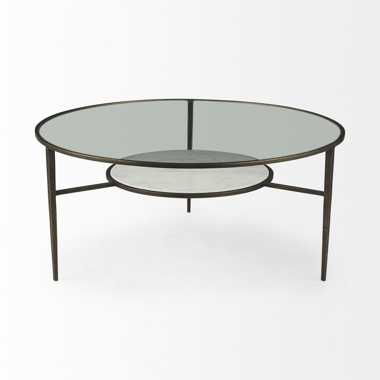 Mercana Felicity 36.0L x 36.0W x 16.0H Marble Top W/Iron Frame Coffee Table