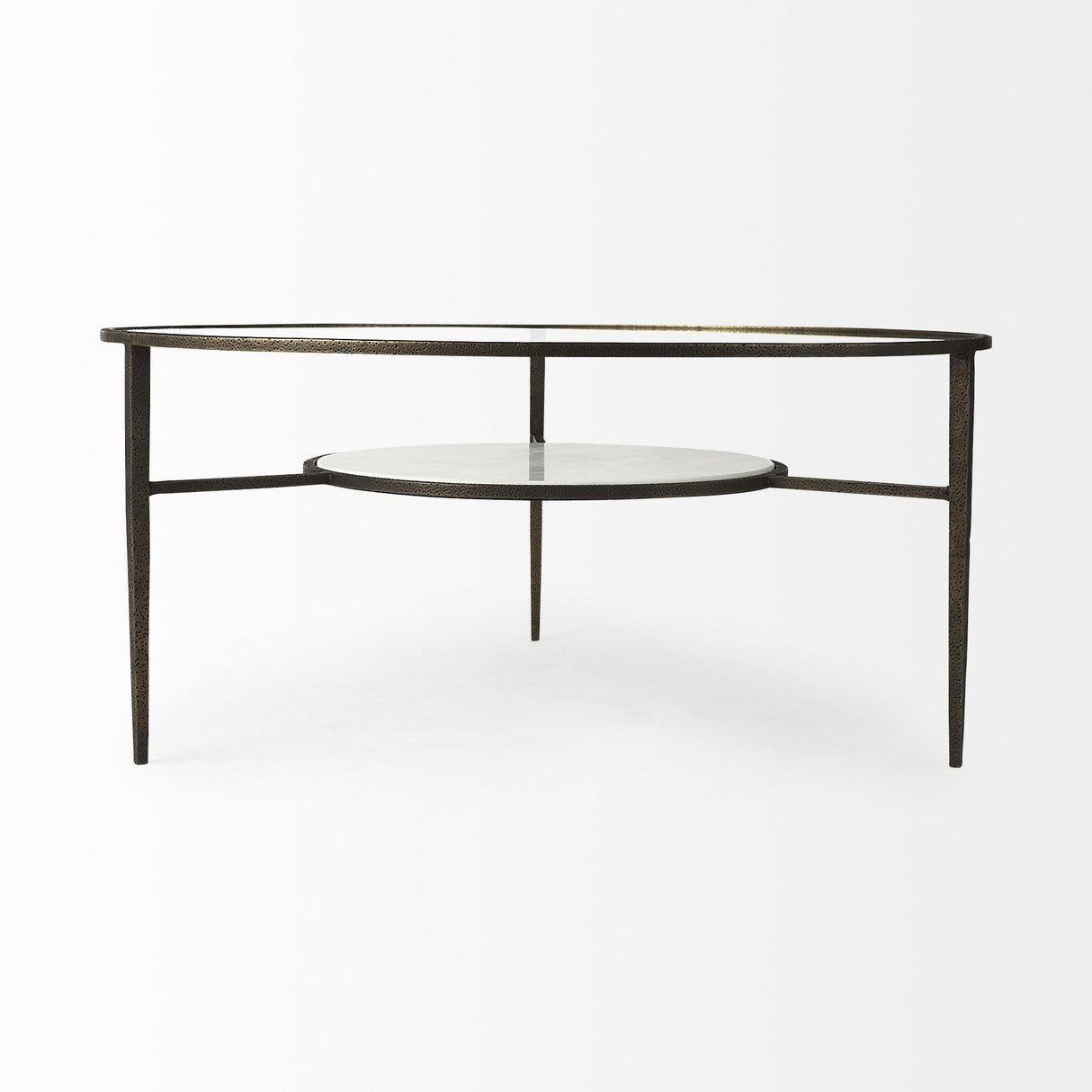 Mercana Felicity 36.0L x 36.0W x 16.0H Marble Top W/Iron Frame Coffee Table