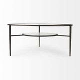 Mercana Felicity 36.0L x 36.0W x 16.0H Marble Top W/Iron Frame Coffee Table