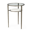 Mercana Felicity 15.8L X 15.8W X 22.5H Glass Top W/ White Marble Shelf and Antique Gold Base End/Side Table
