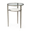 Mercana Felicity 15.8L X 15.8W X 22.5H Glass Top W/ White Marble Shelf and Antique Gold Base End/Side Table