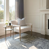 Mercana Felicity 15.8L X 15.8W X 22.5H Glass Top W/ White Marble Shelf and Antique Gold Base End/Side Table