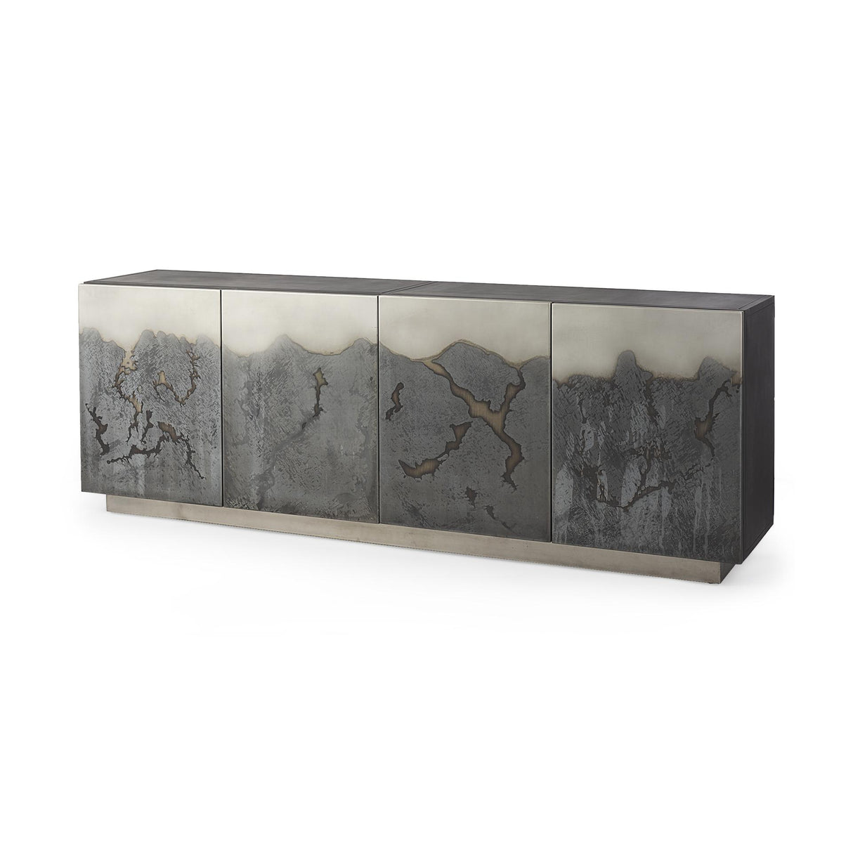 Mercana Roxdale 82.0L x 18.0W x 29.0H Acid Wash Metal Sideboard