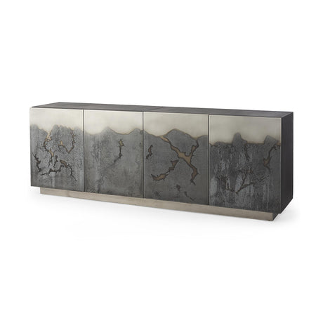 Mercana Roxdale 82.0L x 18.0W x 29.0H Acid Wash Metal Sideboard