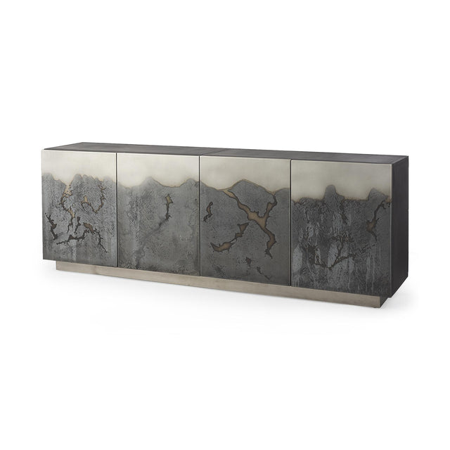 Mercana Roxdale 82.0L x 18.0W x 29.0H Acid Wash Metal Sideboard