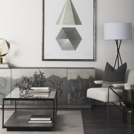 Mercana Roxdale 82.0L x 18.0W x 29.0H Acid Wash Metal Sideboard