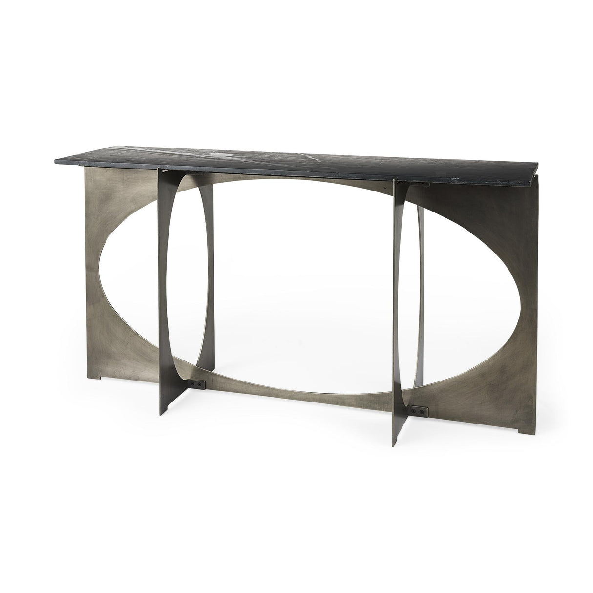 Mercana Reinhold IV Black Marble Top Iron Console Table