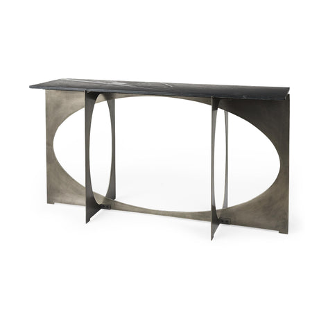 Mercana Reinhold IV Black Marble Top Iron Console Table