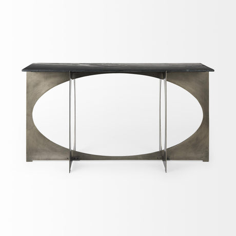 Mercana Reinhold IV Black Marble Top Iron Console Table