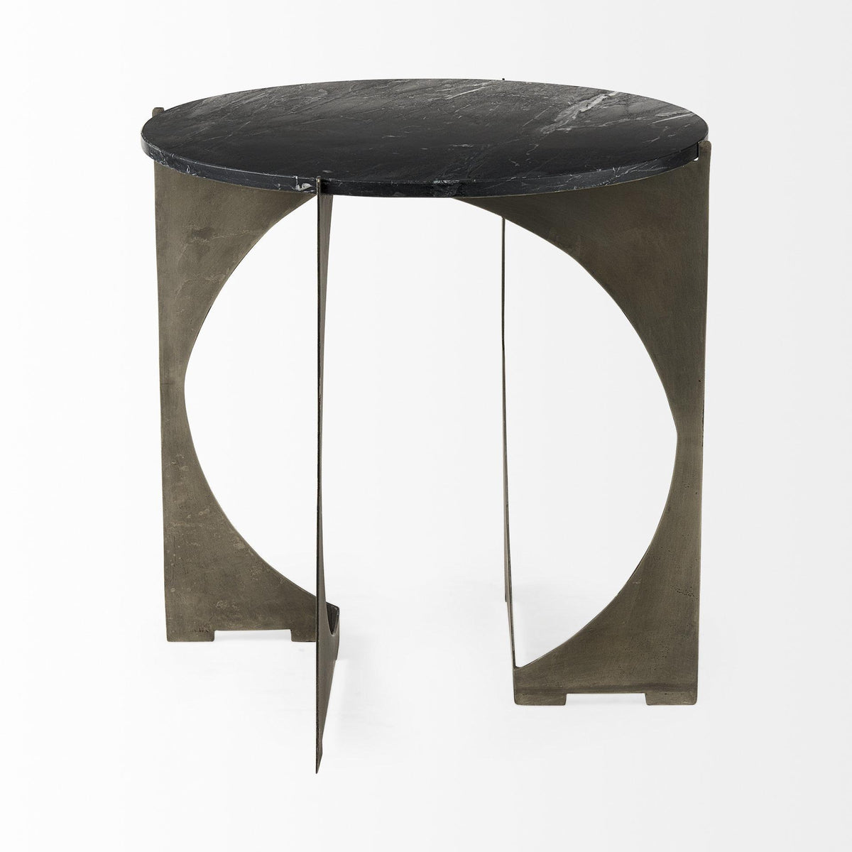 Mercana Reinhold II 21L x 21W x 21H Black Marble Top Iron Side Table