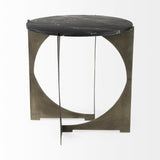 Mercana Reinhold II 21L x 21W x 21H Black Marble Top Iron Side Table
