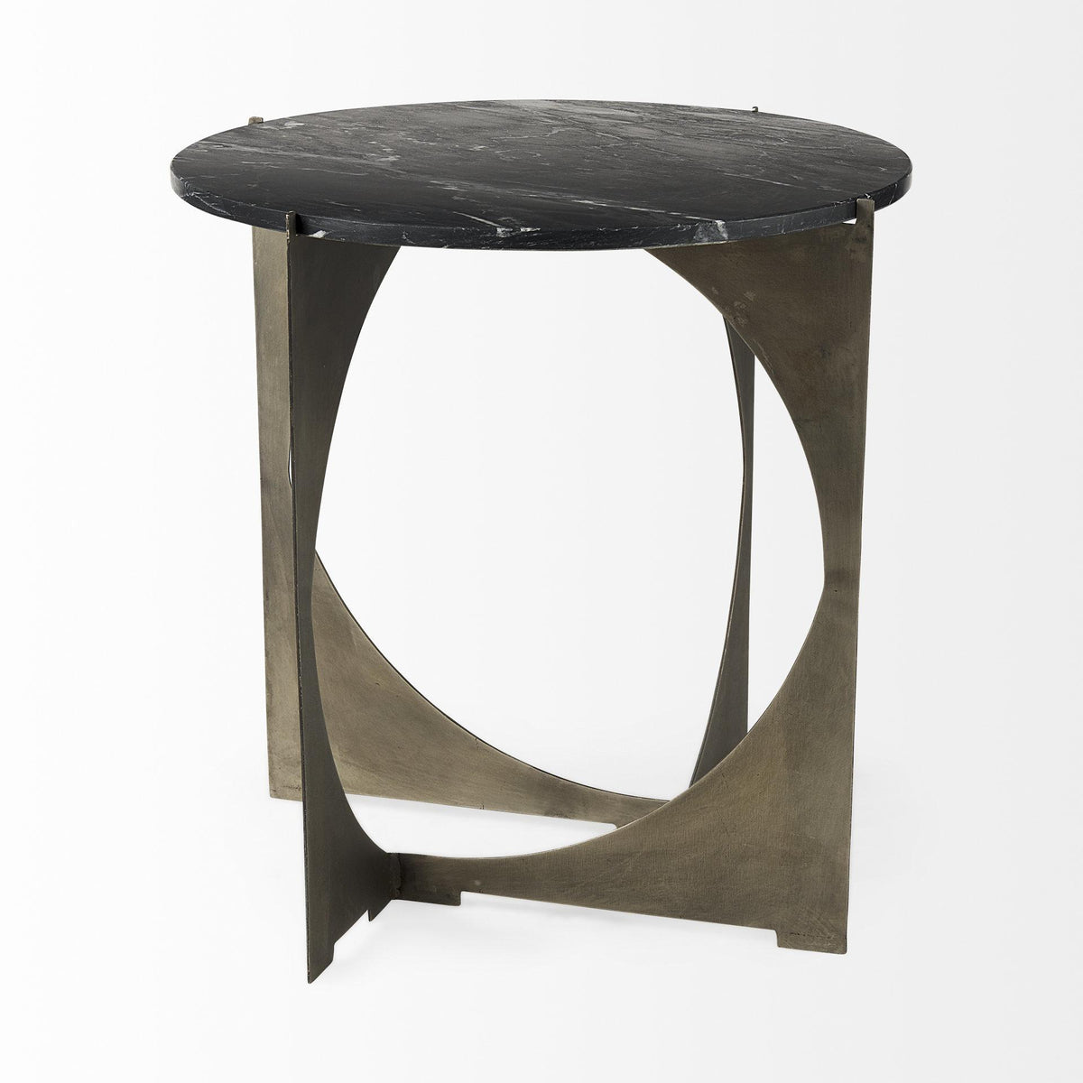 Mercana Reinhold II 21L x 21W x 21H Black Marble Top Iron Side Table