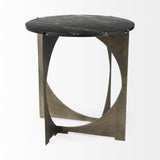 Mercana Reinhold II 21L x 21W x 21H Black Marble Top Iron Side Table
