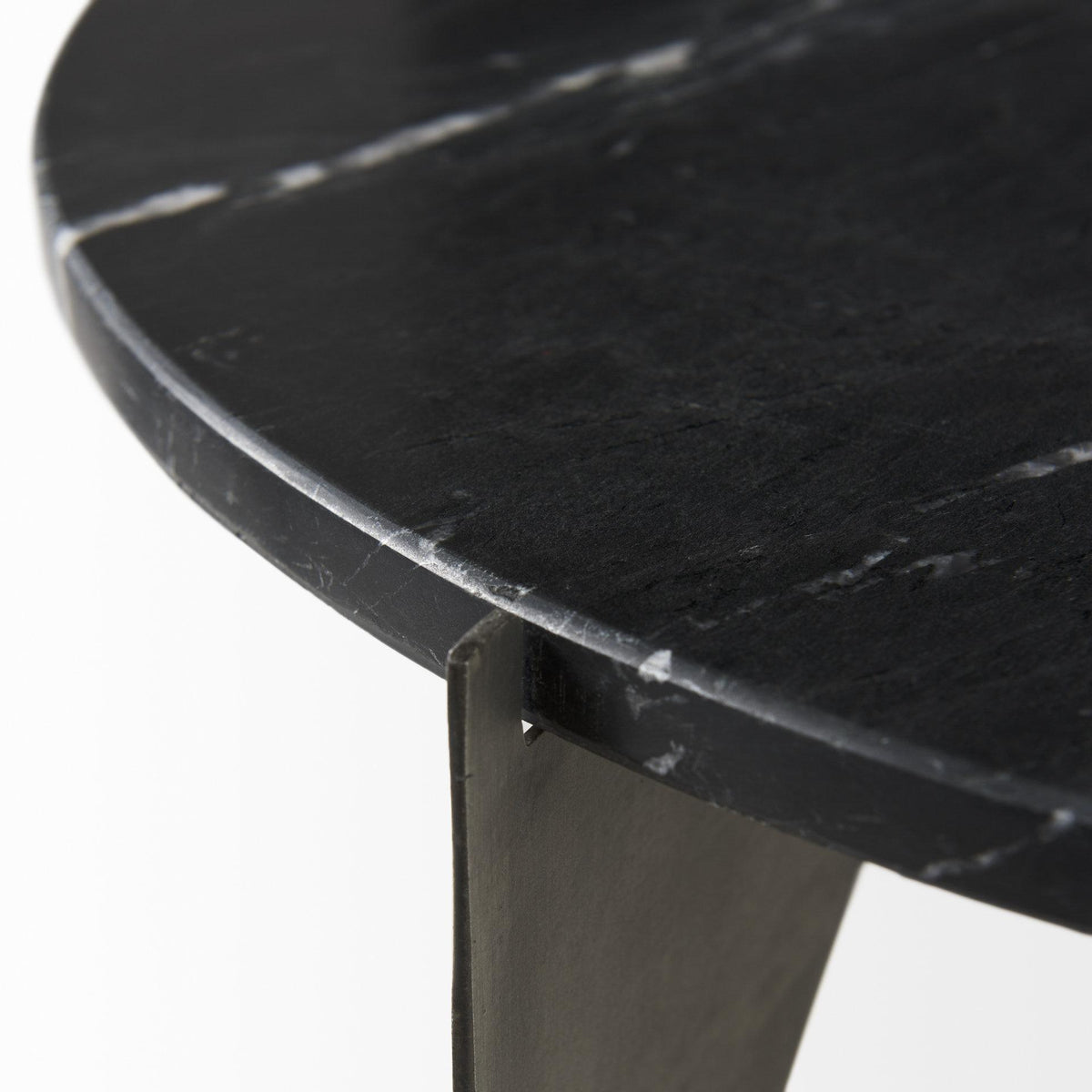 Mercana Reinhold II 21L x 21W x 21H Black Marble Top Iron Side Table