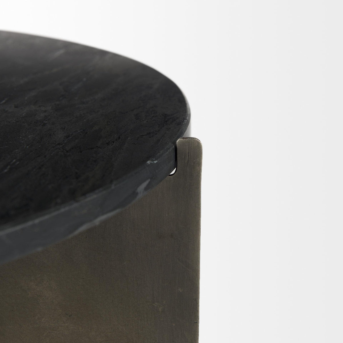 Mercana Reinhold II 21L x 21W x 21H Black Marble Top Iron Side Table