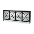 Mercana Aurelia 79.0L x 16.0W x 33.0H Black and White Metal Four Door Glass Cabinet